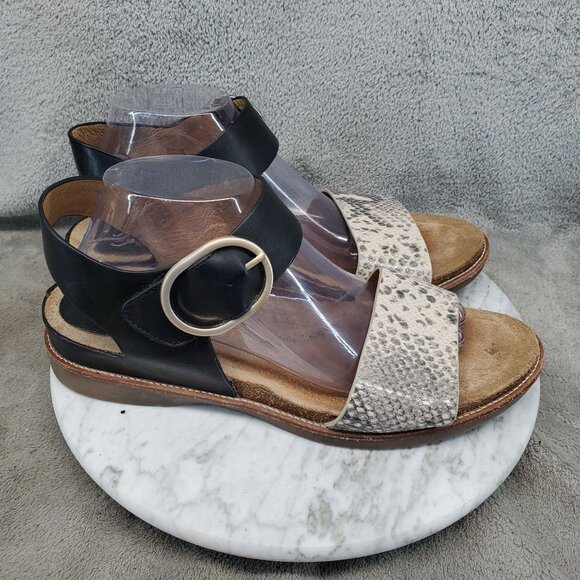 Sofft Shoes Womens Size 11 Grey Reptile & Black Leather Bali Sandals - Picture 6 of 10